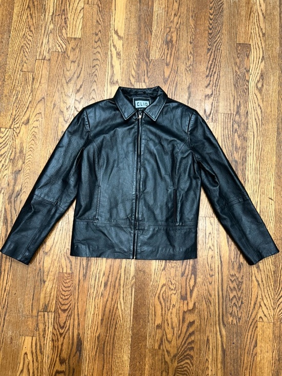 Clio Jackets & Blazers - Clio Women’s Black Leather Bomber Jacket with Zip Front
